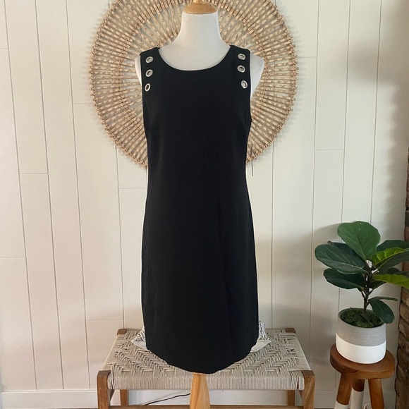 Sandra Darren Black Sleeveless Shift Dress Size 12 NWT Little Black Dress - Picture 2 of 8